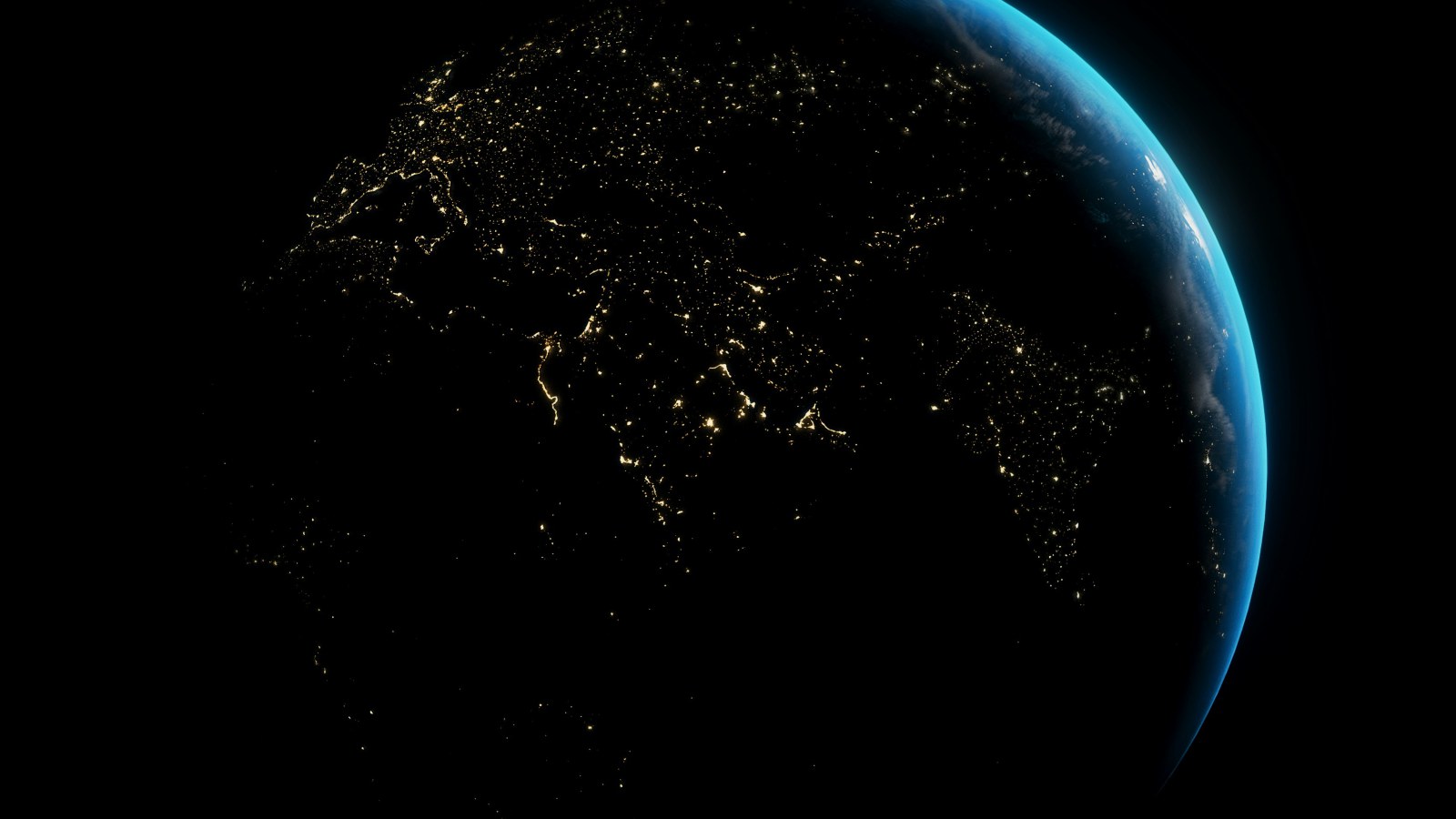 Digitale Transformation — Erde bei Nacht, global vernetzt